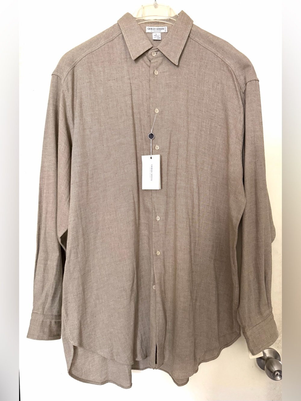 Vintage Giorgio Armani Le Collezioni 80’s Men’s 100 Cotton Shirt NWT Taupe